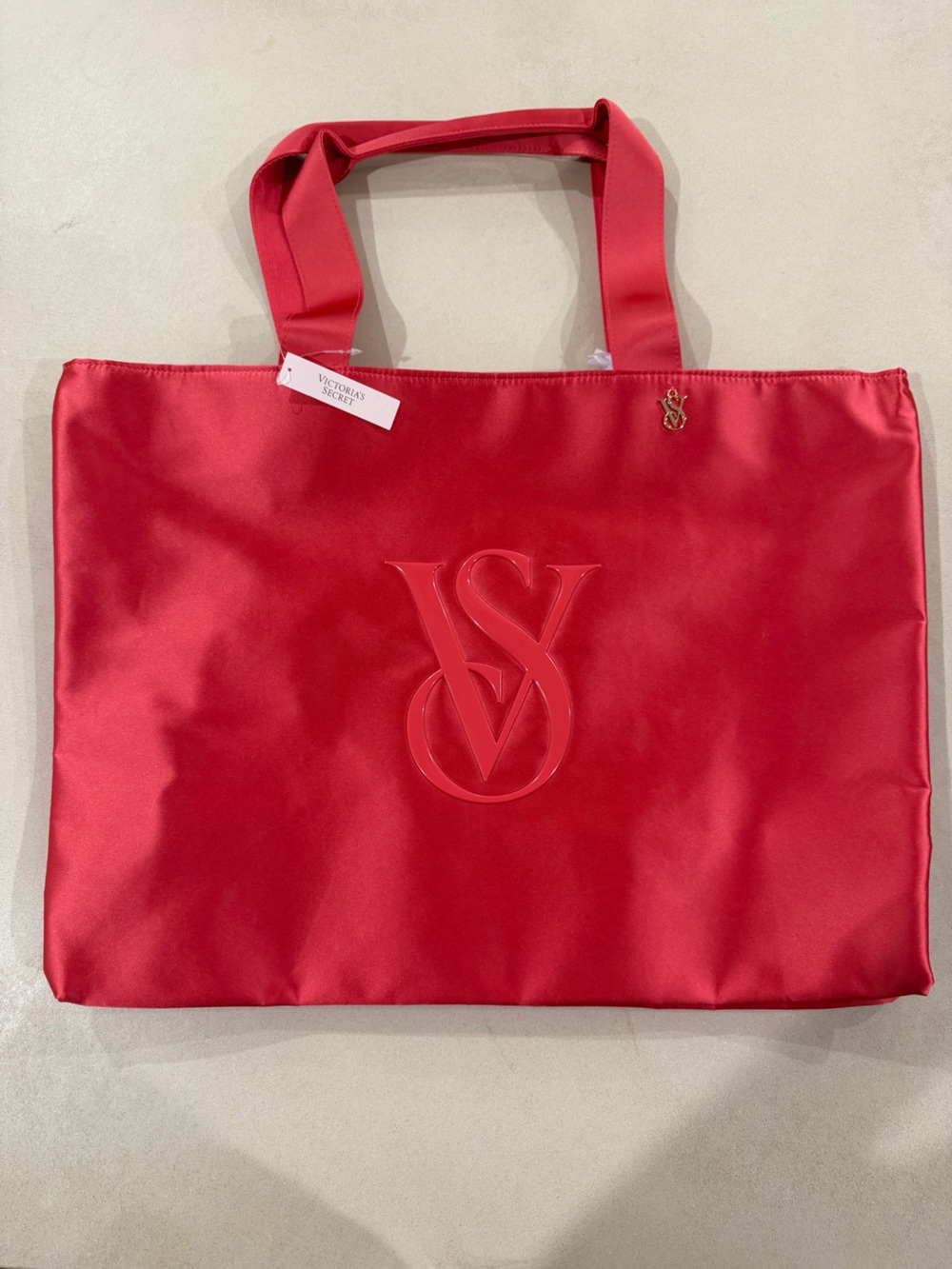 Victoria's Secret Red Satin Logo Tote